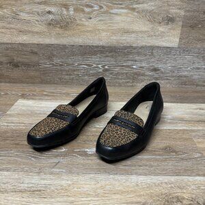 Clarks Black and Leopard Print Loafers